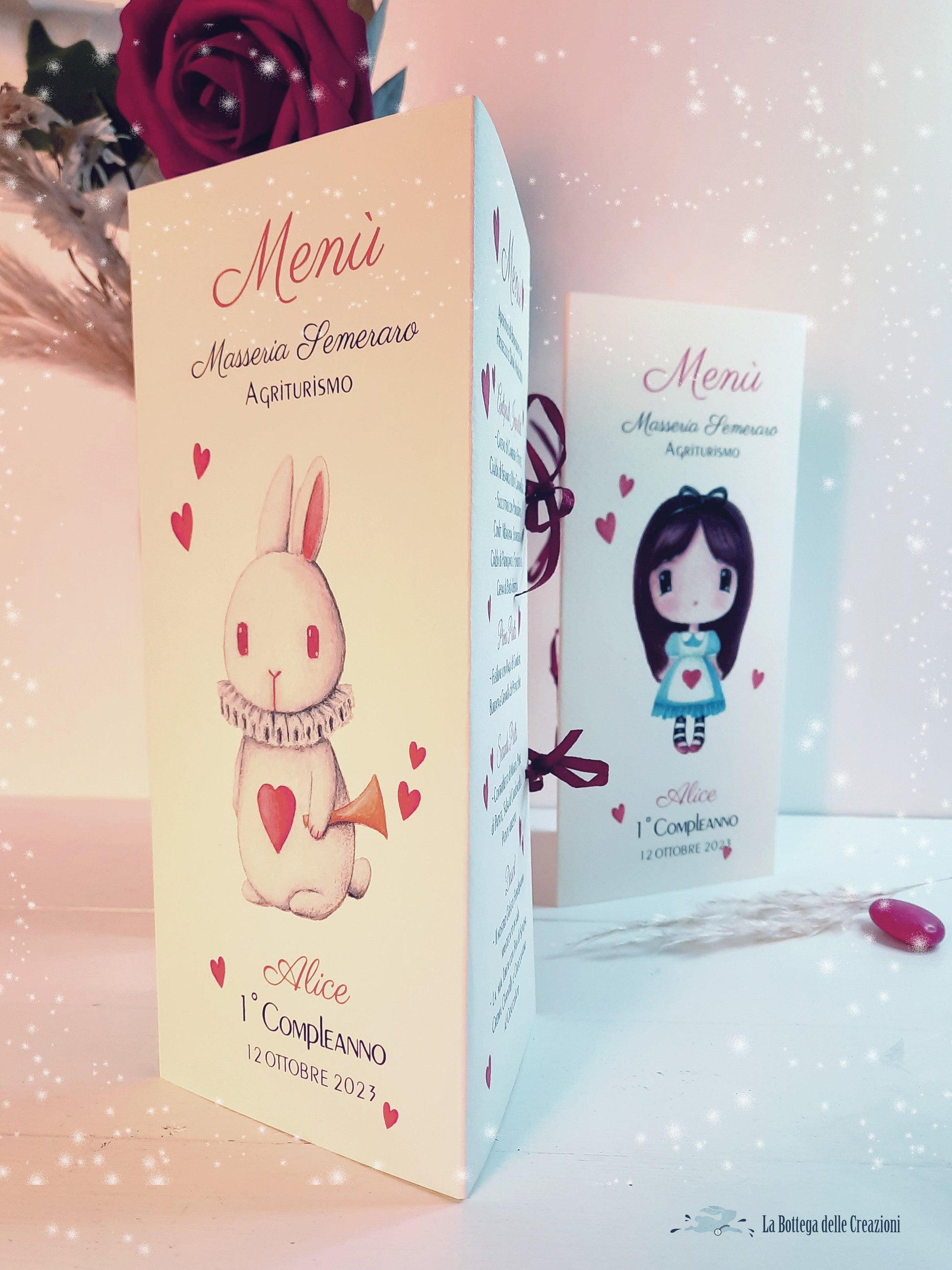 Menù Centrotavola Alice nel Paese delle Meraviglie - La Bottega delle Creazioni