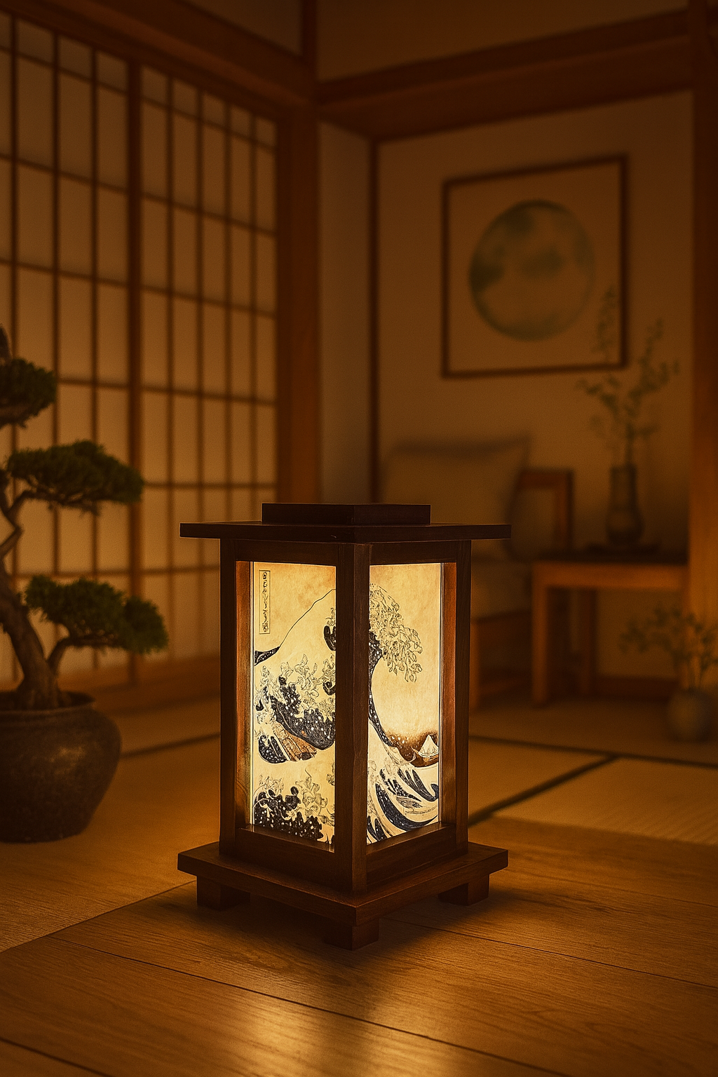Lampade in Legno  "Onda di Kanagawa"