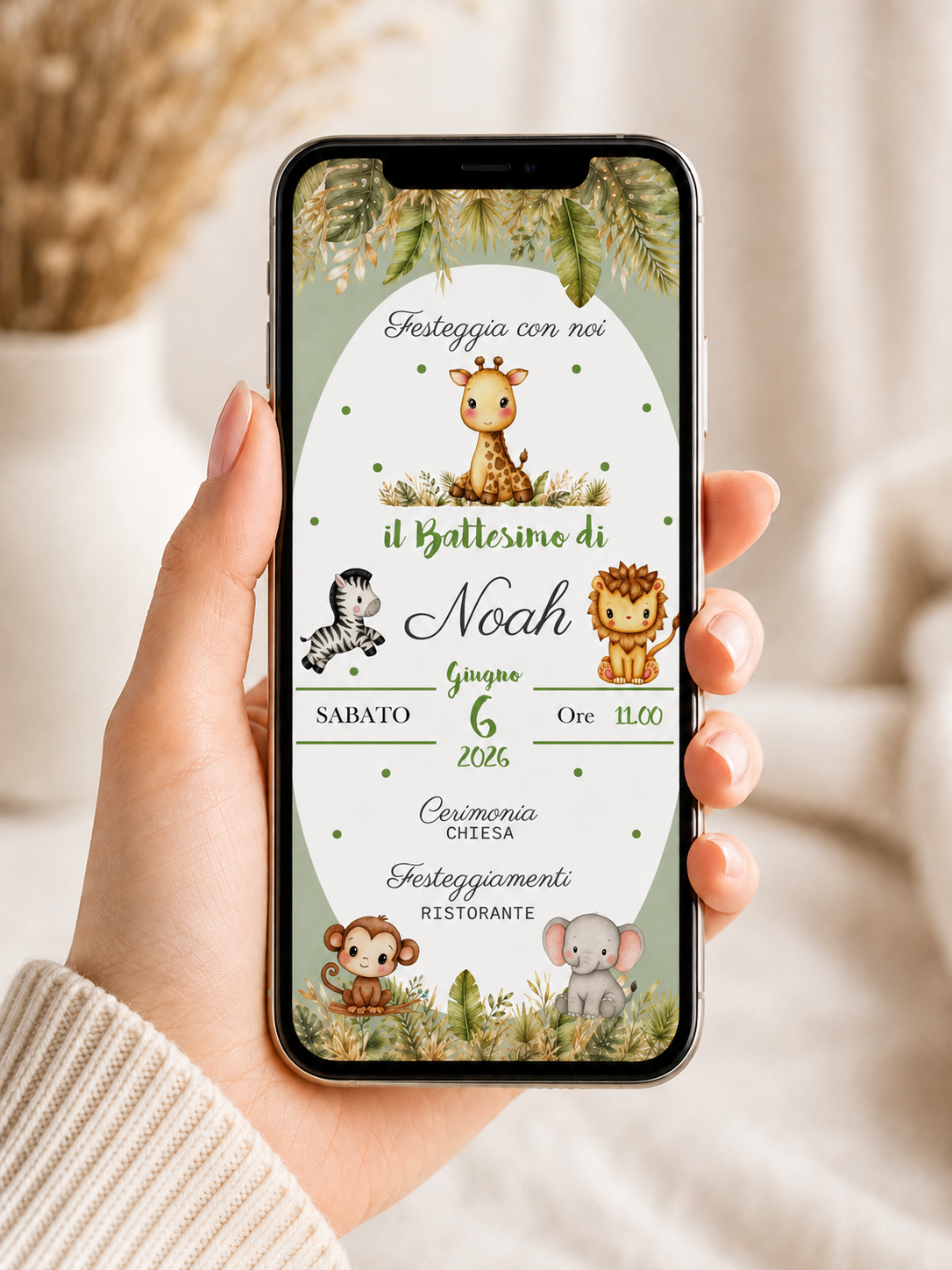 Invito Digitale Animaletti della Savana