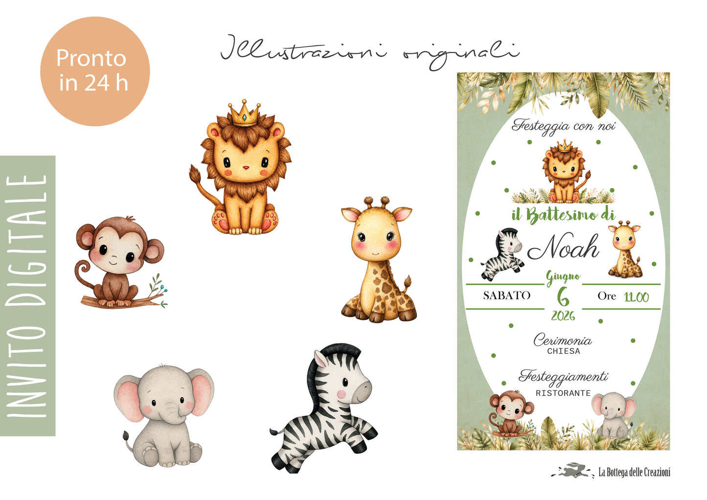 Invito Digitale Animaletti della Savana