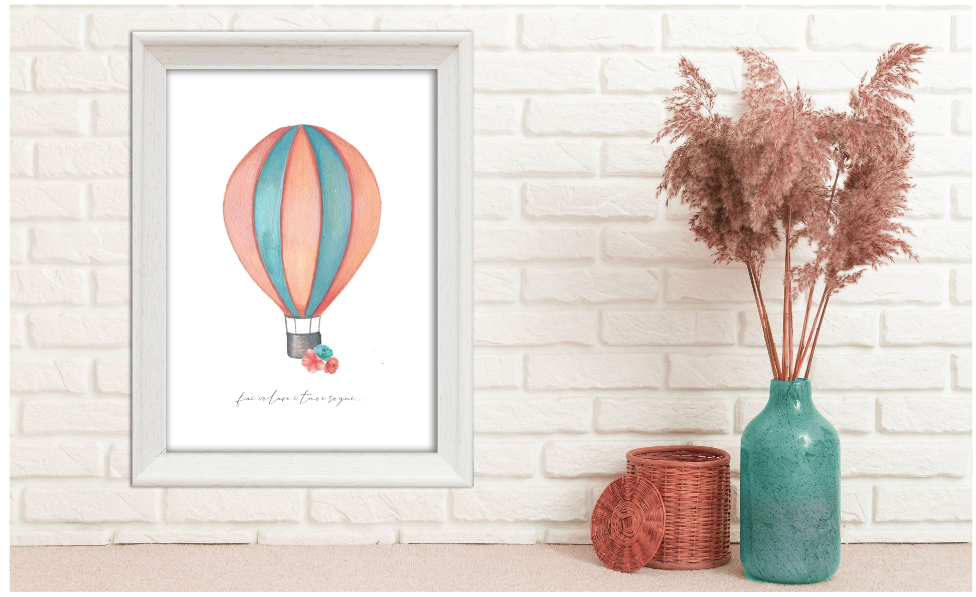 Stampa Mongolfiera ILLUSTRAZIONE  Gouache La Bottega delle Creazioni