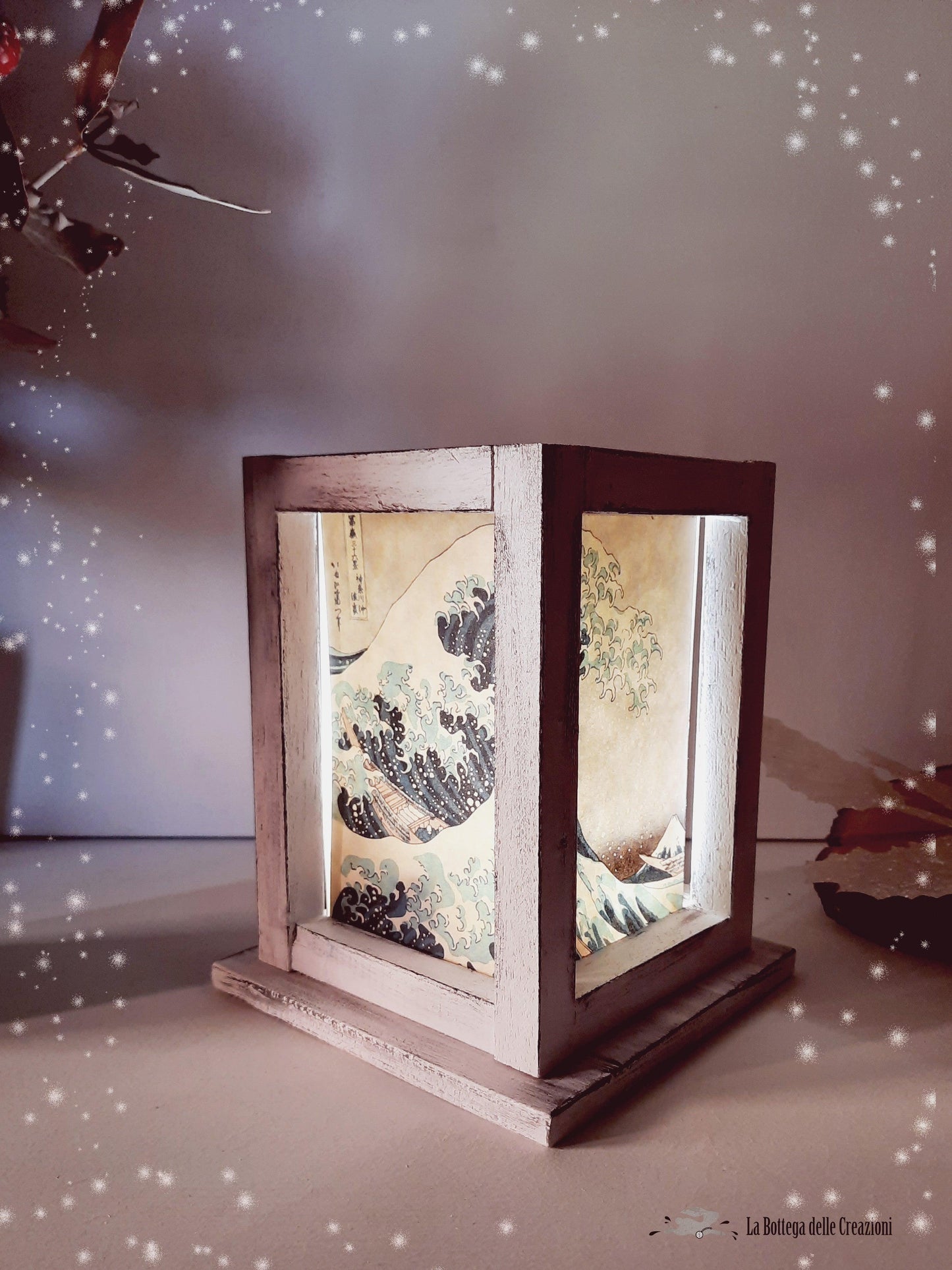 Lanterne in Legno a LED "Onda di Kanagawa" La Bottega delle Creazioni