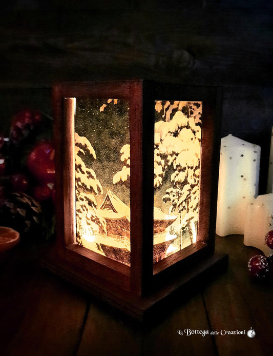 Lanterne in Legno a LED "Zozoji tempio in neve" La Bottega delle Creazioni